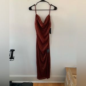 Lulu’s Metallic Red and Gold Mini Dress